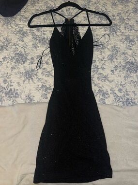 Black Lace-Back Spaghetti Strap Dress - Elegant Evening Wear